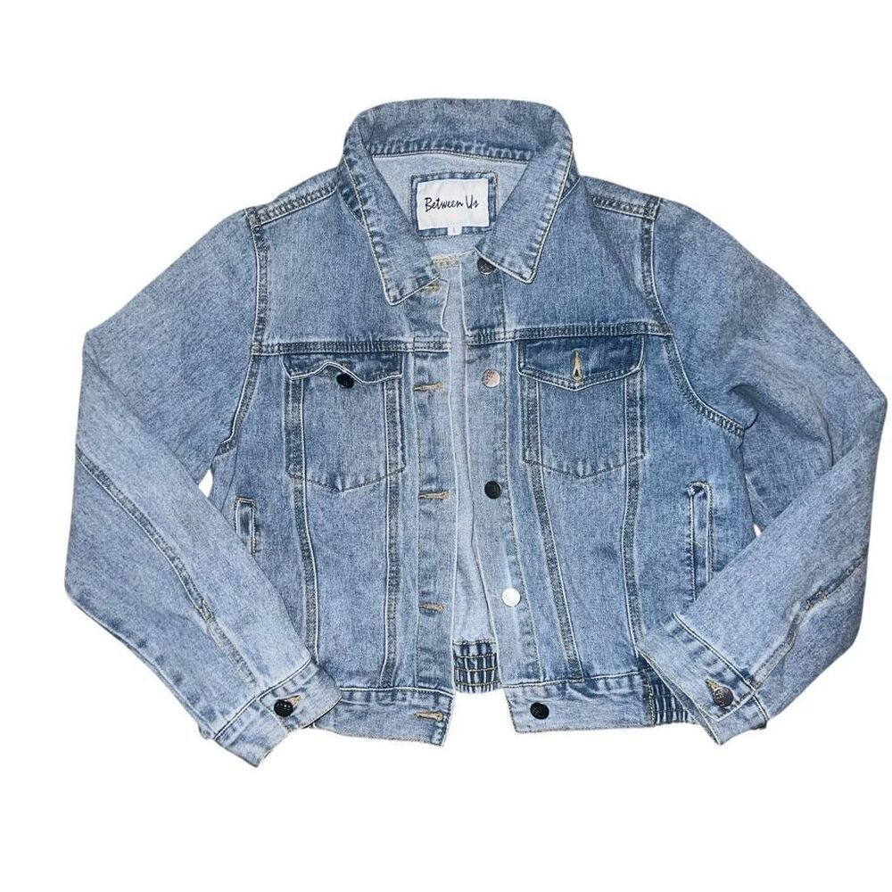 BETWEEN US slight Wash Cropped Jean Jacket Size L